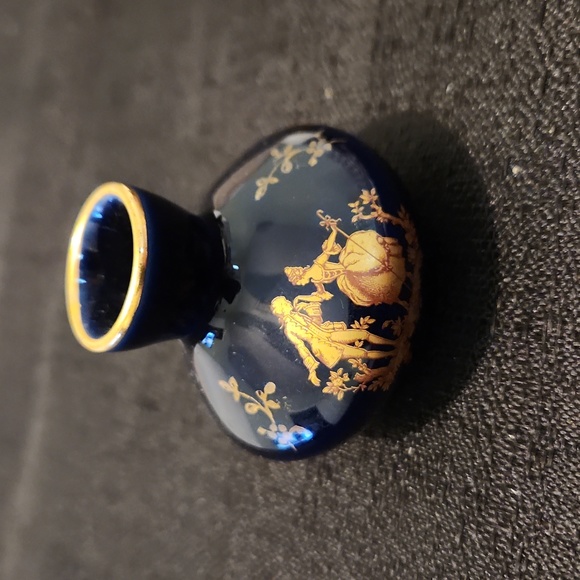Limoges Other - VINTAGE LIMOGES COBALT BLUE "THE COURTSHIP" MINIATURE VASE. "6"
